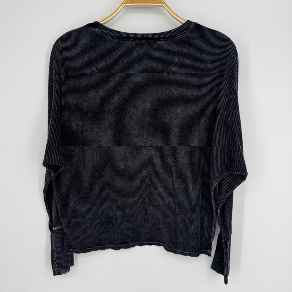 Joah Brown Vital Long Sleeve Top One Size Charcoal Grey Ribbed Minimalist Lounge - Picture 6 of 8
